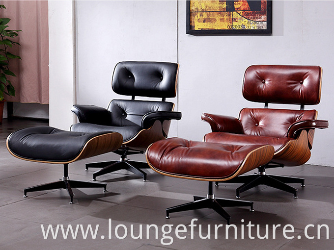 Real Leather Comfortable Chair Designed Chair Modern Wooden Leather Leisure Chair